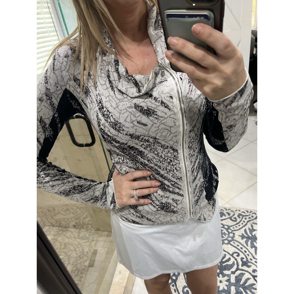 BCBGMAXAZRIA Eva Jimmy Moto Sweater Jacket Silk Blend Multicolor Small